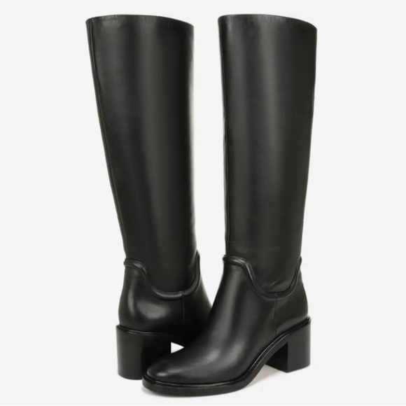 New! VINCE Tall Fabian Leather Boot Black Sz 7 $650 - Picture 1 of 8